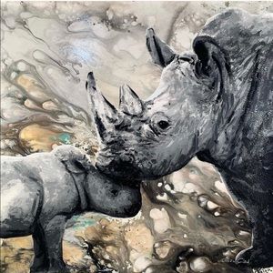 Mother Rhino by Ocean Clark Art